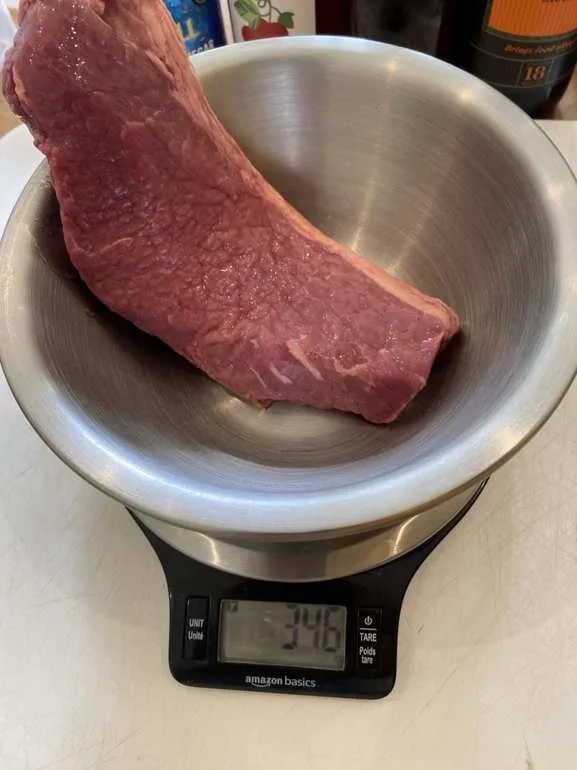 Starting scale photograph for Sample D showing 346 grams